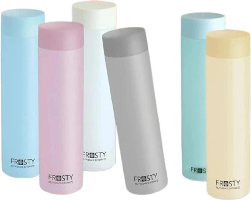 prayati Frosty Plastic Food Grade Fridge Round Multi-use Water Bottle 1000 ml Plastic Bottle(Pack of 6, Multicolor)