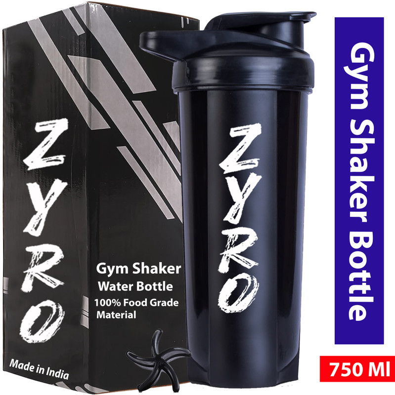 ZYRO Gym Shaker For Protein Shake|Sipper Bottle with Blending Mixer Ball For Protein 750 ml Plastic Shaker(Pack of 1, Multicolor)