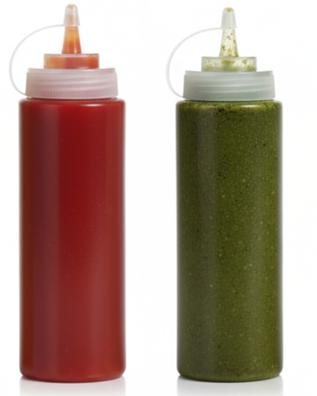 DAOME Plastic Squeeze Bottle Ketchup Mustard Honey Oil Sauce Dispenser Bottle 650 ml Plastic Bottle(Pack of 2, Multicolor)