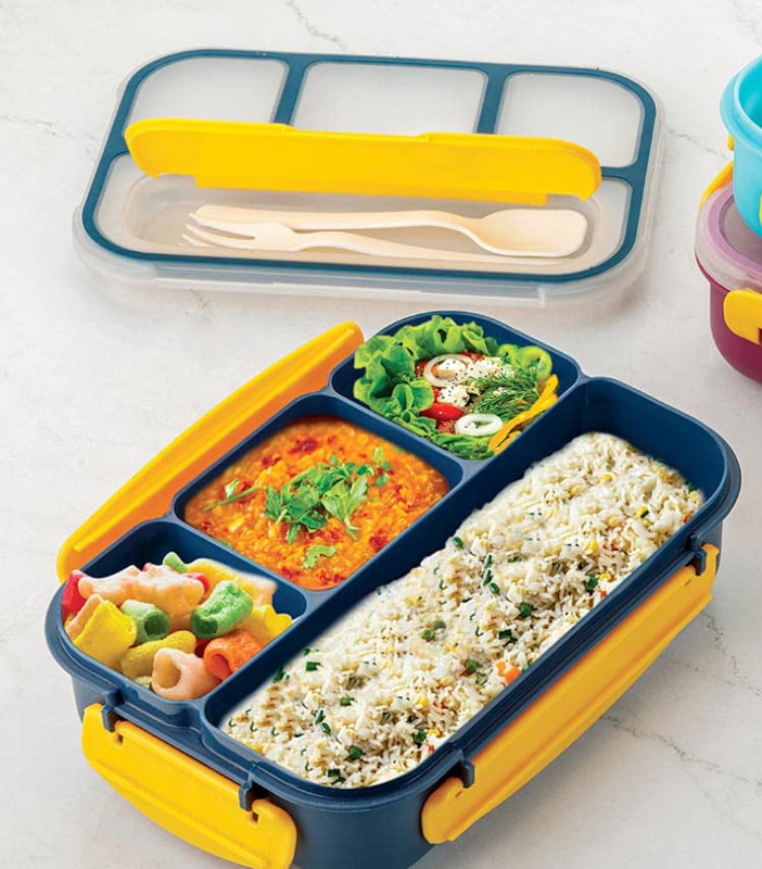NARV Bento Lunch Box 4 Compartment Microwave, Dishwasher & Freezer Safe, BPA Free K0 Thermoware Casserole(1300 ml)