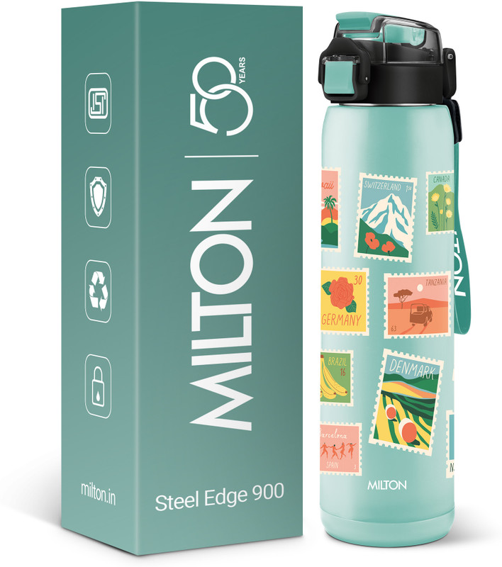 MILTON Steel Edge 900 Vacuum Insulated Water Bottle 600 ml Hot & Cold Light Blue 600 ml Stainless Steel Bottle(Pack of 1, Light Blue)