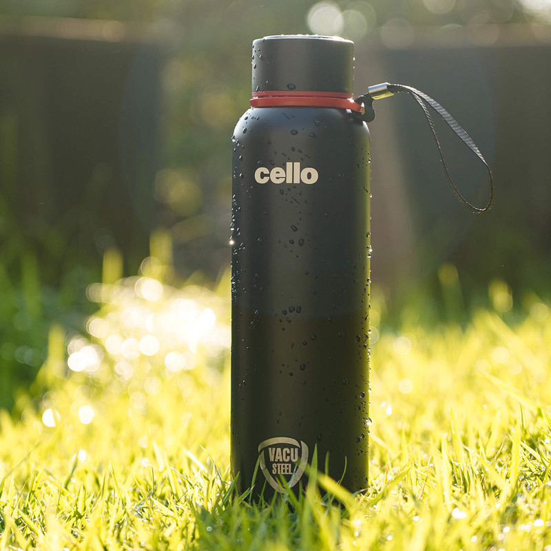 cello DTP Coating Double Walled Stainless Steel 750 ml Steel Flask(Pack of 1, Black)