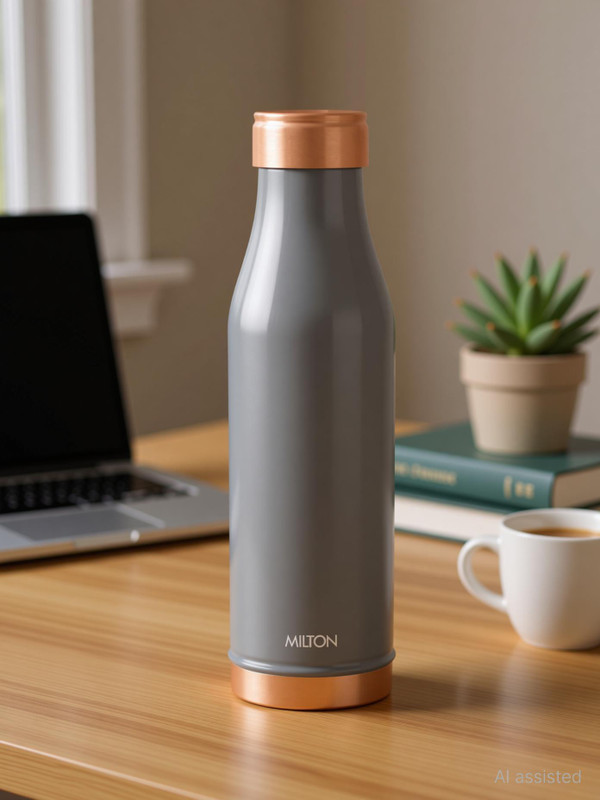 MILTON Copper Charge Water Bottle, 930 ml, Grey 850 ml Copper Bottle(Pack of 1, Grey)