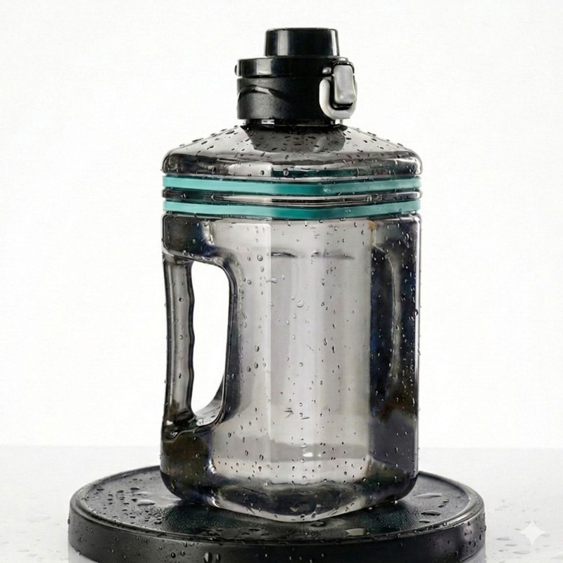DIMAZOFLY 2.2L Large Capacity Square Water Bottle with Handle & Leakproof 2200 ml Plastic Shaker(Pack of 1, Black)