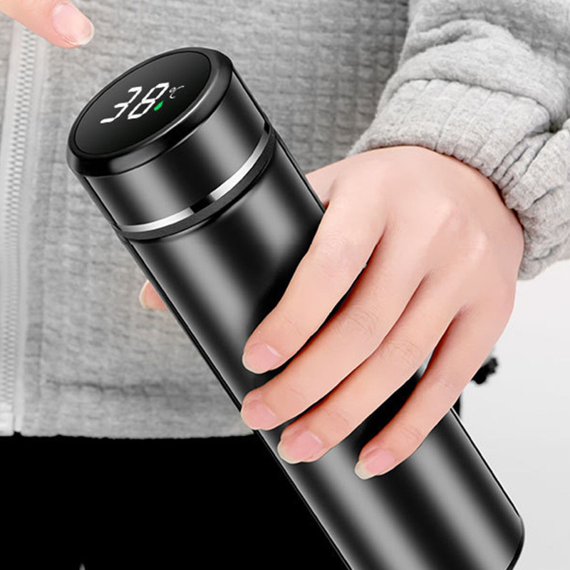 DPM LED temperature water 500 ml Steel Bottle(Pack of 1, Black, Silver)