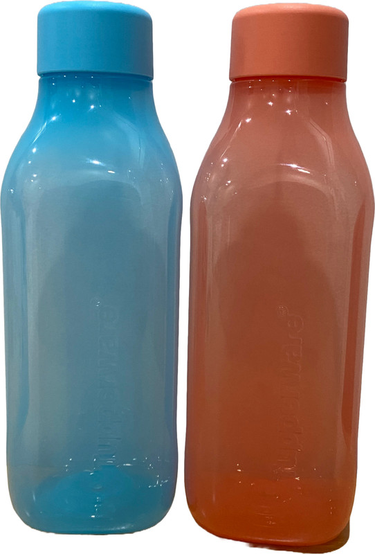 TUPPERWARE square bottle 1000 ml Plastic Bottle(Pack of 2, Blue, Orange)
