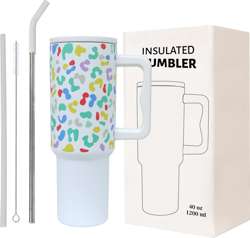 BATBIRD Stainless Steel Tumbler with Lid & Straw – Double‑Wall Insulated Cup for Travel 1200 ml Steel Sipper(Pack of 1, Black)