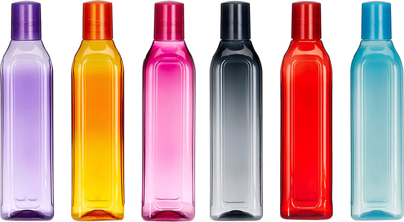 VM BOND Bottle for Fridge Plastic Water Bottle Set, bottle 1 Litre, Set of 6, Multicolour 1000 ml Plastic Bottle(Pack of 6, Multicolor)