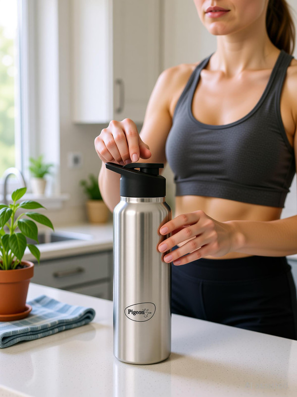 Pigeon Inox 700 ml Stainless Steel Bottle(Pack of 3, Black, Steel/Chrome)