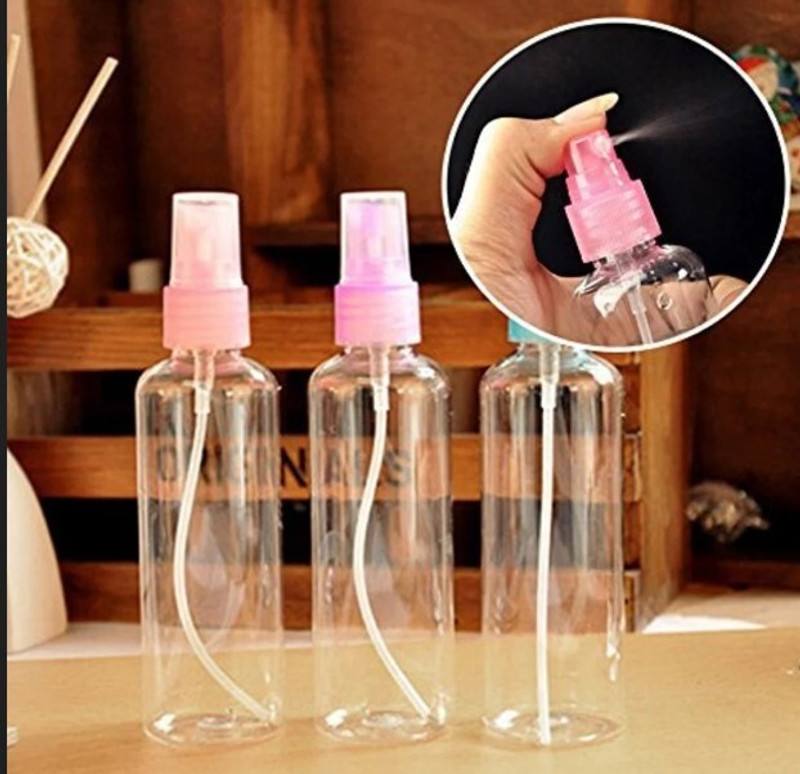 EverGlam Mini Refillable Perfume Atomizer Spray Bottle / Mist Spray Bottle with pink mist 300 ml PET Spray Bottle(Pack of 3, Clear)