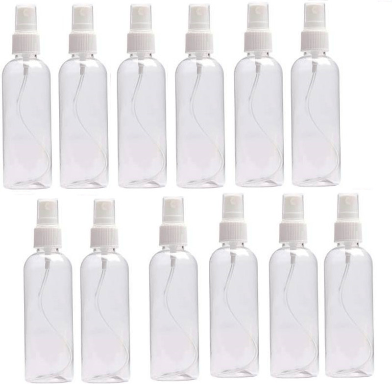 Neatlay Plastic Empty Refillable Pocket Mist Spray Bottle with Cap 100 ml Plastic Spray Bottle(Pack of 12, White)