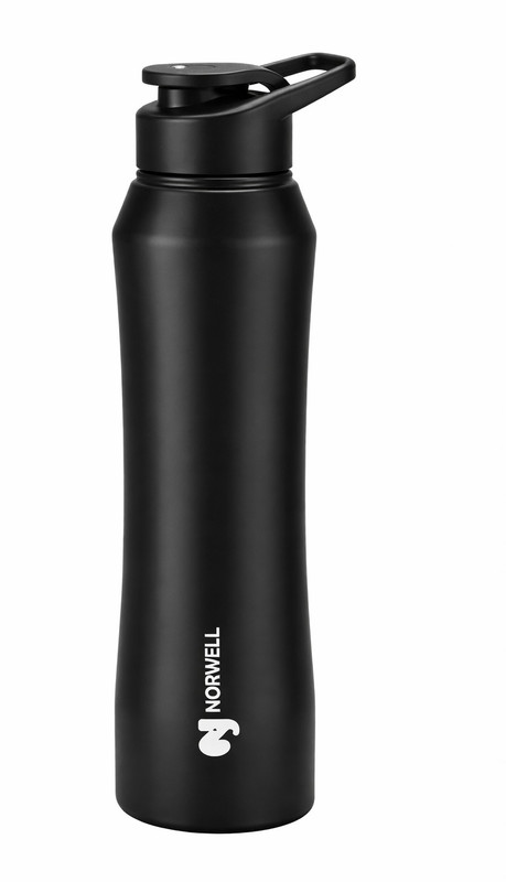 NORWELL Curvy Black, Stylish Leakproof 1000 ml Steel Bottle(Pack of 1, Black)