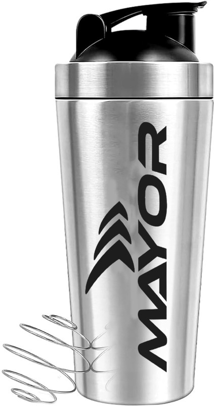 MAYOR 750ml Stainless Steel Protein Shaker Bottle – Leakproof Gym & Exercise Bottle 750 ml Stainless Steel Shaker(Pack of 1, Silver)