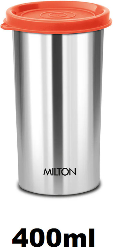 MILTON steel small tumbler with blue lid ( lid colour may vary ) 400 ml Steel Shaker(Pack of 1, Silver)