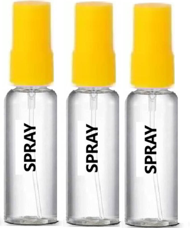 EverGlam Empty Transparent Spray Bottle 30ml Each Bottle Yellow Mist 3pc 90 ml PET Spray Bottle(Pack of 3, Yellow, Clear)