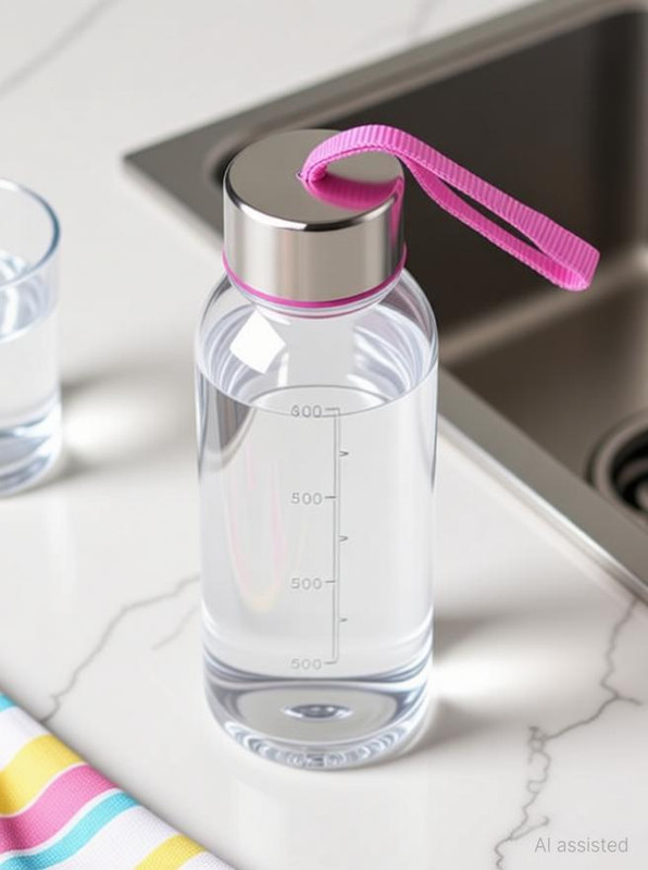 EMBICON Smart Buy Round Shape Steel Cap Water Bottle Set For Children 500 ml Plastic Bottle(Pack of 1, Clear)