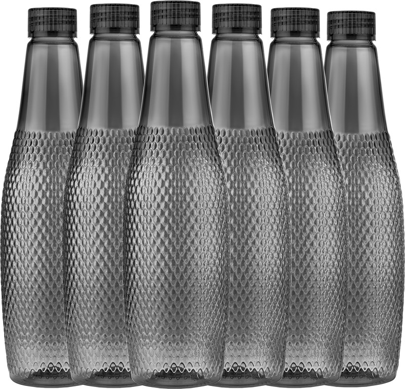 NEXIUM ZIG-ZAG Pattern With Golden Ring Drinking Water Bottles 1000 ml Plastic Bottle(Pack of 6, Black)