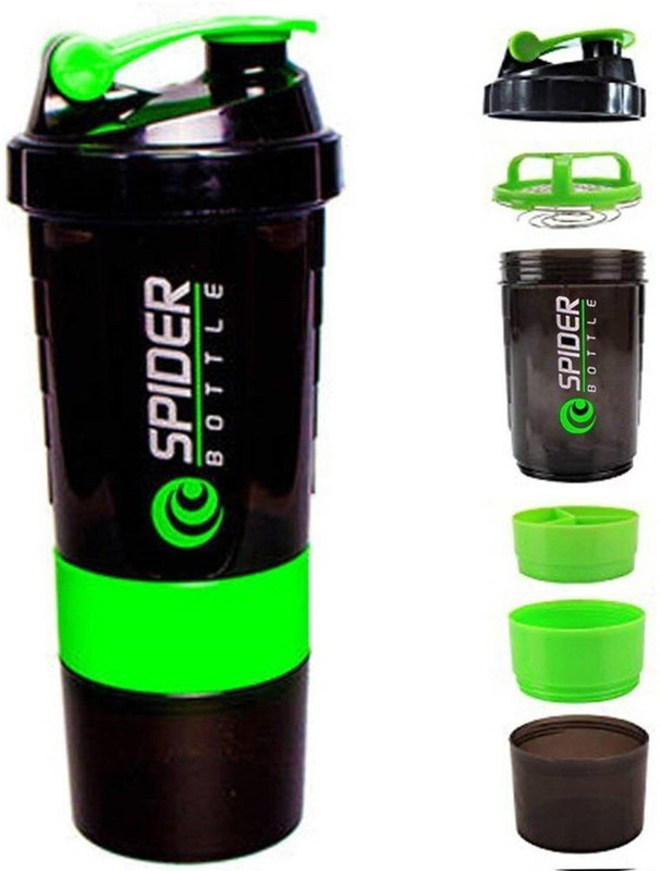 TrendZone Spider 3 in 1 Protein Milk Green 500 ml Tritan, Plastic Shaker(Pack of 1, Multicolor)