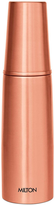 MILTON Copper Combo 1000 Water Bottle with in Built Glass Cap 880 ml Copper Bottle(Pack of 1, Copper)