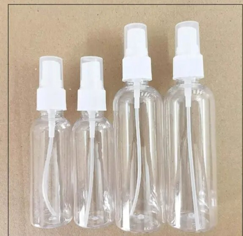 EverGlam Refillable Combo 2pc-50ml-2pc-100ml Bottle Black Mist Spray 300 ml PET Spray Bottle(Pack of 4, White, White)