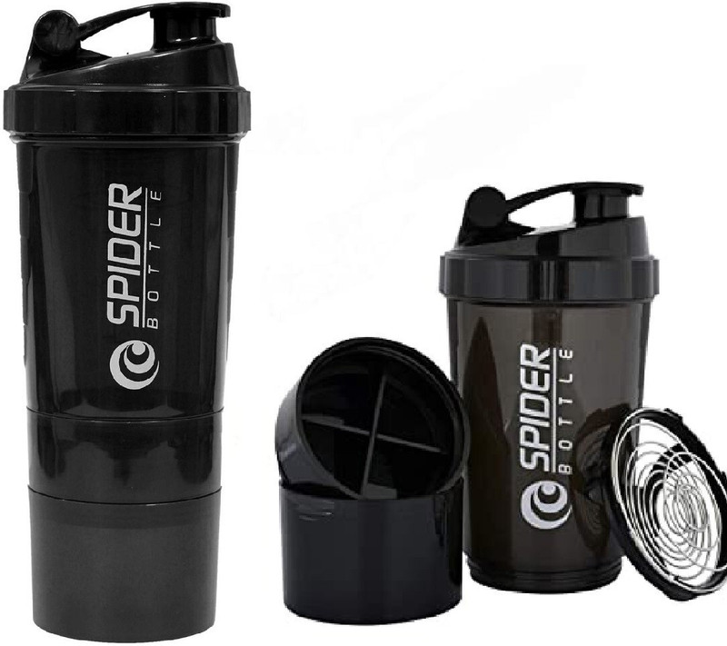 Eskdale 500 ml Spider Shaker with Leak-Proof Lid & 2 Extra Compartment for Gym (1Pc) 500 ml Plastic Shaker(Pack of 1, Multicolor)
