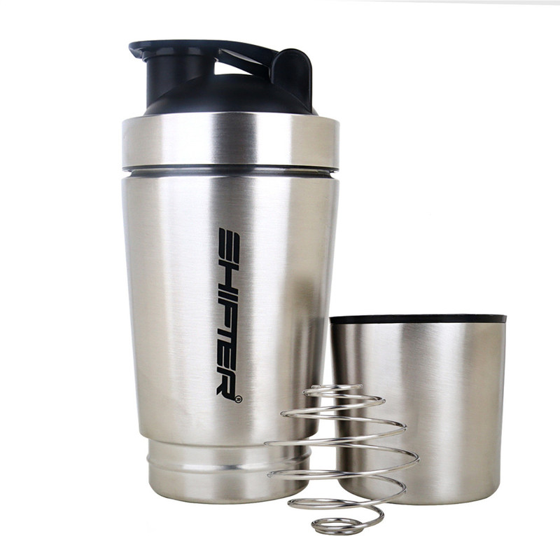 SHIFTER Gym Shaker Steel Portein Shaker Bottle With Container & Mixer Leakproof Bottle 550 ml Steel Shaker(Pack of 1, White)