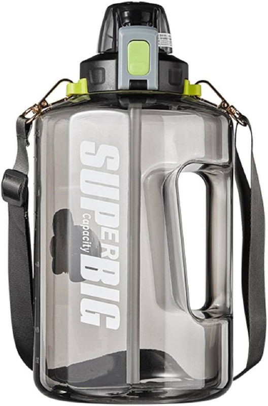 IndusBay 1.5 Litre Large Capacity, Gym Sports Water Bottle Protein Gallon Bottle 1500 ml PET Shaker(Pack of 1, Black)