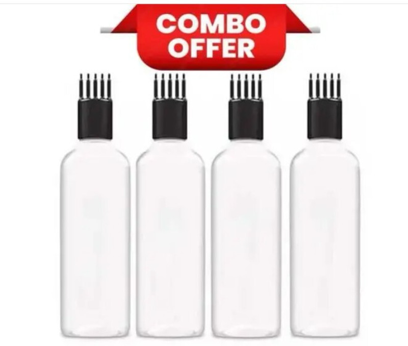 EverGlam Hair Root Transparent Applicator Bottle with Comb and Spray 100 ML Each 400 ml PET Spray Bottle(Pack of 4, Black, White)