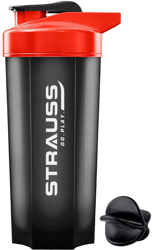 Strauss Premium Recharge Protein Shaker Bottle| Gym Shaker| Sipper Bottle| Gym Bottle 700 ml Plastic Shaker(Pack of 1, Red)
