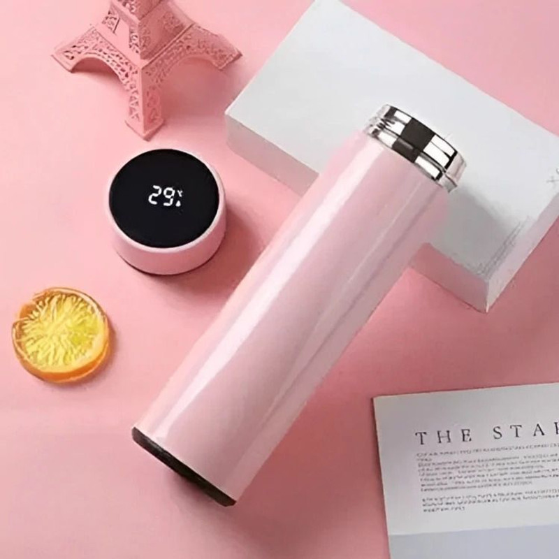 Temperature LED water bottle display hot & cool 500 ml Steel Flask(Pack of 1, Pink)