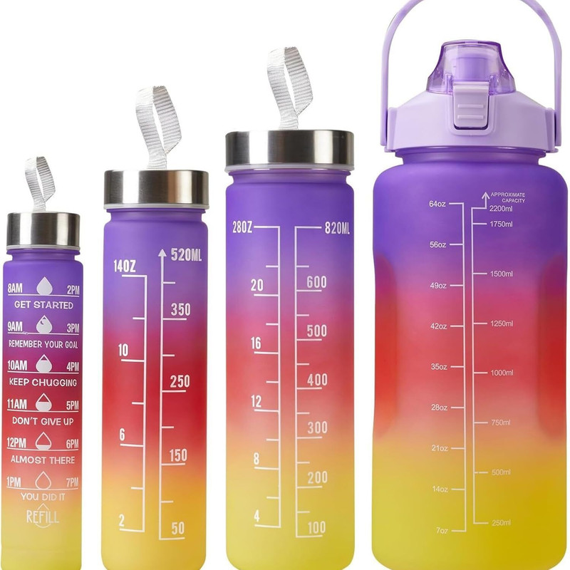 VARIYAENTERPRISE28 4 PCS MOTIVATIONAL WATER BOTTLE 2000 ml Silicone Bottle(Pack of 4, Multicolor)
