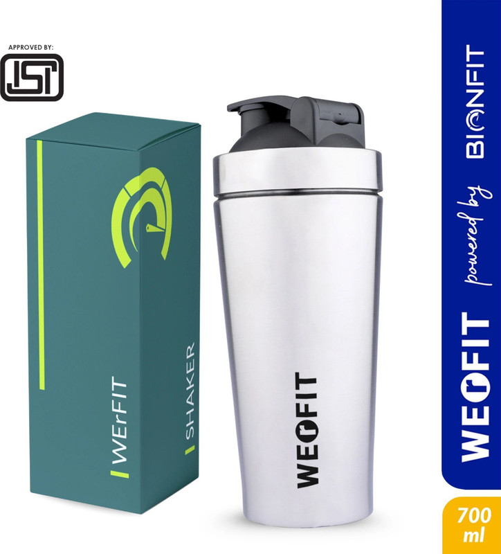 WErFIT Stainless Gym Bottle for Protein Shake, Sports and Hiking Bottle 700 ml Steel Shaker(Pack of 1, Silver)