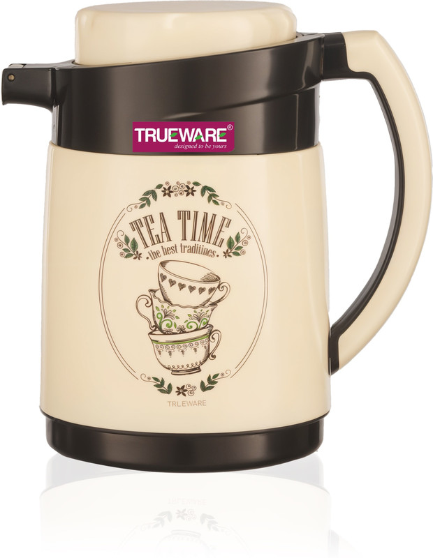 Trueware Ruff Tuff 800 PP Insulated Stainless Steel Flask 750 ml Steel, Plastic Flask(Pack of 1, White, Black)