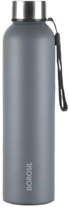 BOROSIL Laguna Made In India Water Bottle, Leakproof, Bottle for Office, School 1000 ml Steel Bottle(Pack of 1, Grey)
