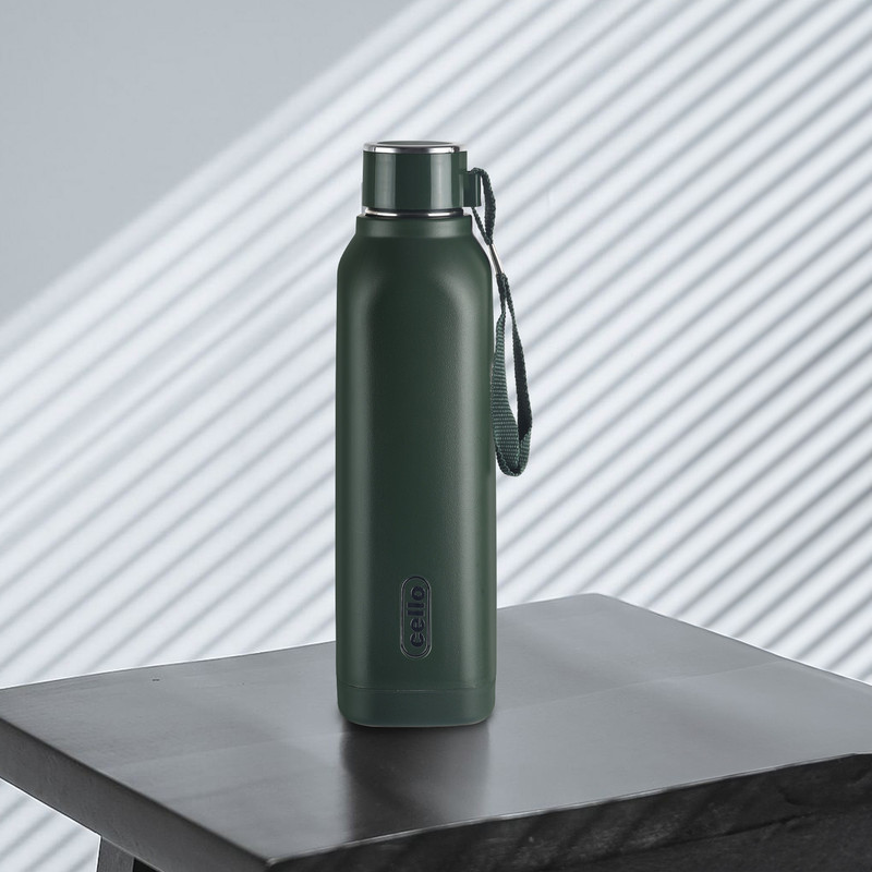 cello Puro Steel-X Royce 900 | PU Insulation | Leak Proof | Wide Mouth | 650 ml Steel Flask(Pack of 1, Black)