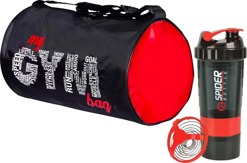 COOL INDIANS Stylish My Gym Bag & Gym Shaker Bottle Combo |Protein Shaker!Sports & Travel Bag 500 ml Plastic Shaker(Pack of 2, Red)
