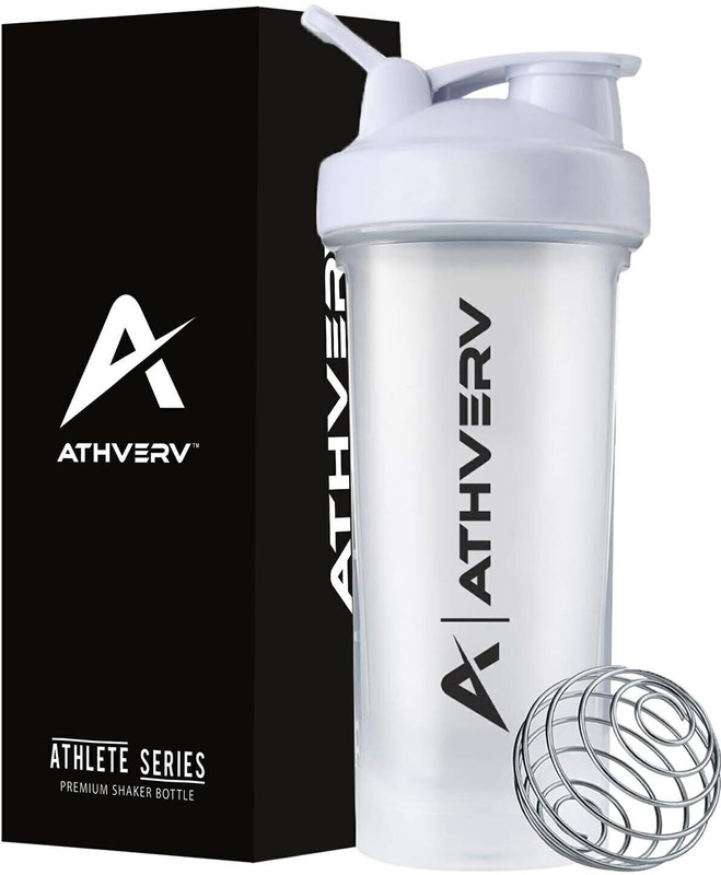 ATHVERV Protein Shaker Bottle, Gym Shaker With Blender Ball, 700ML, White - Plastic 700 ml Plastic Shaker(Pack of 1, White)