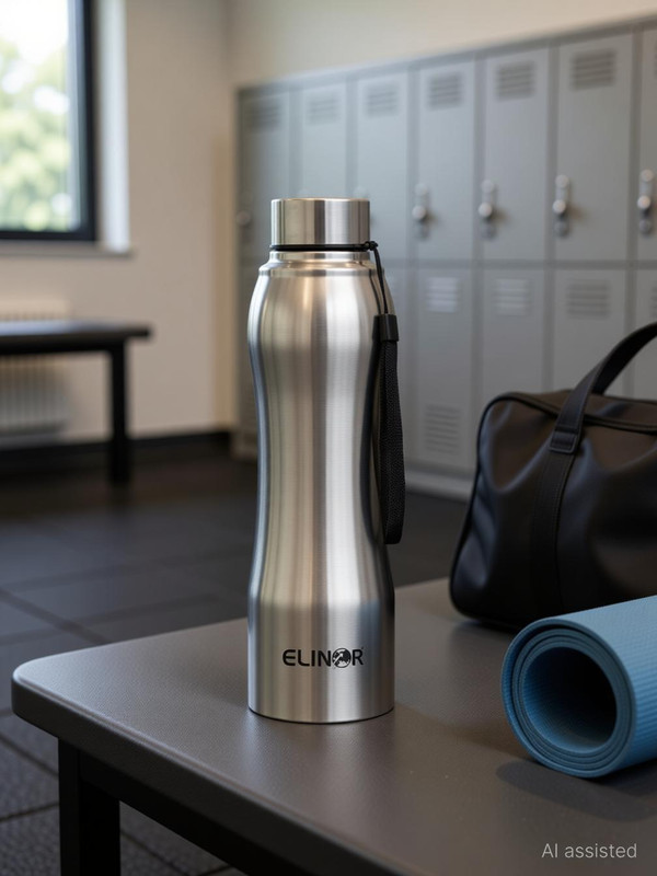 ELINOR SINGLE WALL STEEL BOTTLE WITH DORI CAP FOR EVERYDAY USE AT HOME OFFICE AND GYM 1000 ml Steel Bottle(Pack of 1, Silver)
