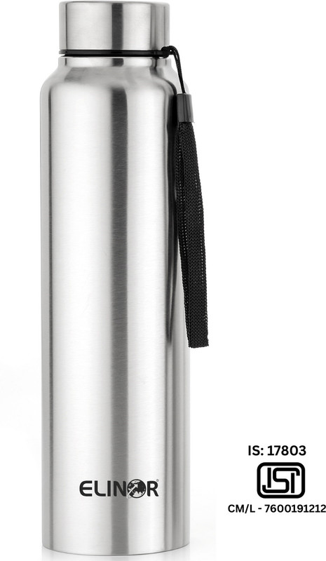 ELINOR AMAZING SINGLE WALL STAINLESS STEEL WATERBOTTLE FOR KIDS AND ADULTS 1000 ml Steel Bottle(Pack of 1, Silver)