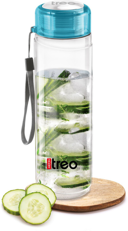 TREO Hector Glass Bottle 1000 ml I Leak Proof I Premium Glass I Food Grade, Blue 1000 ml Borosilicate Glass Bottle(Pack of 1, Clear, Blue)