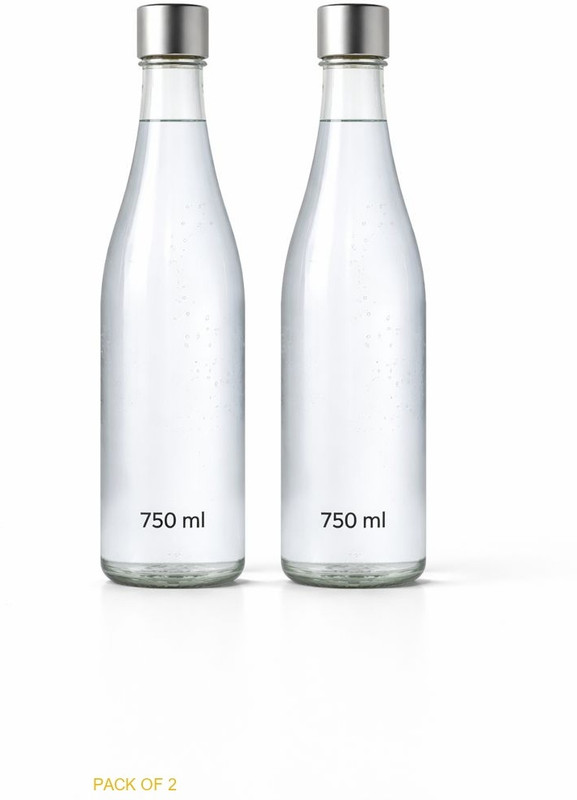 b7 Creations Glass Water Bottle 750ml Plain Narrow Mouth, Airtight Lid & Leak Proof Capbcc 750 ml Glass Bottle(Pack of 2, Silver)