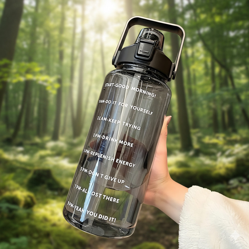 Flipkart SmartBuy 2L Motivational Fitness Water Bottle 2000 ml Plastic Sipper(Pack of 1, Black)