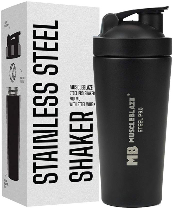 MUSCLEBLAZE Stainless Steel Gym Shaker Pro 700 ml Stainless Steel Shaker(Pack of 1, White)