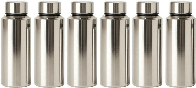 Aquasleri Stainless Steel Water Bottle Set of 6 | 500ml Fridge Water Bottles 500 ml Stainless Steel Bottle(Pack of 6, Silver)