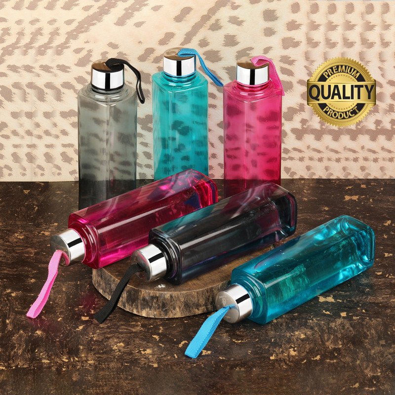 BELLERBIRD by BELLERBIRD SQUARE SHAPE 6 set Premium Water Fridge Bottles Set Of 6 1000 ml Bottle 1000 ml Plastic Bottle(Pack of 6, Multicolor)