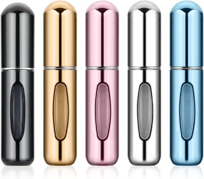XAMILE 5 Pcs Portable Mini Refillable Perfume Atomizer Bottle, Refillable Perfume Spray 2500 ml Glass, Plastic Spray Bottle(Pack of 5, Multicolor)