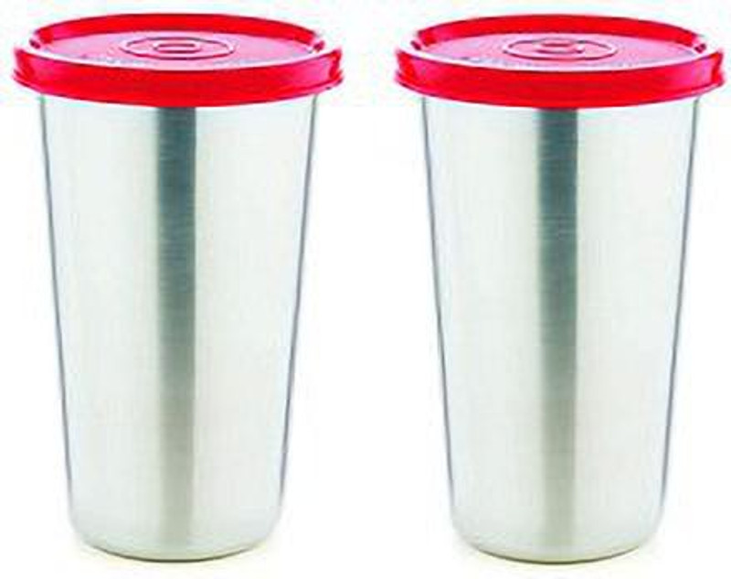 Signoraware Steel Tumbler (Pack Of 2) Red 370 ml Steel Bottle(Pack of 2, Red)