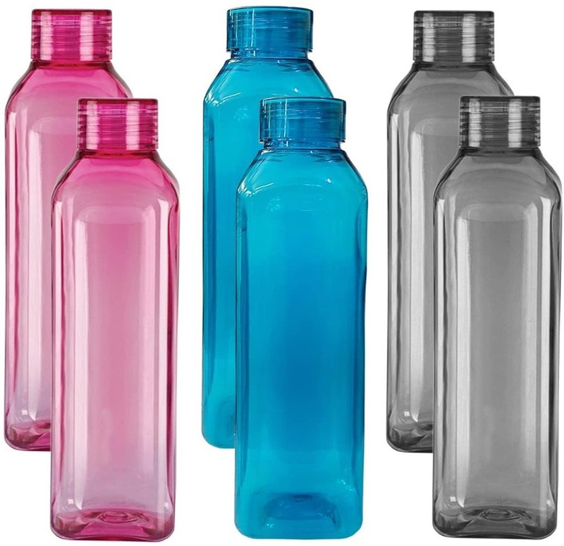 prayati 1000 ml Food Grade, Freezer Safe, Hygienic Fridge Bottle Multicolor 1000 ml Plastic Bottle(Pack of 6, Multicolor)