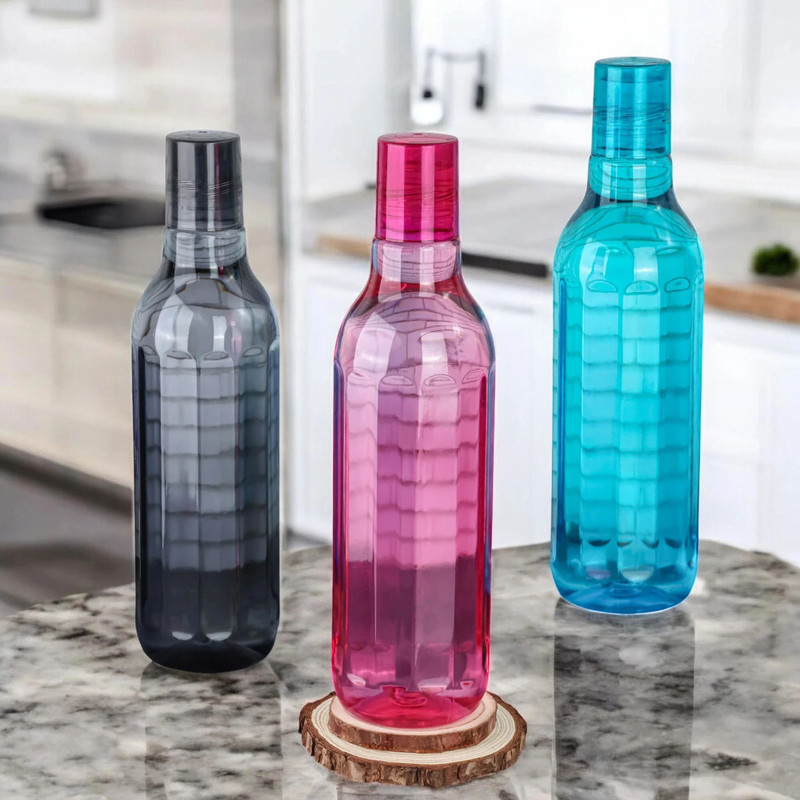 Flipkart SmartBuy Perfect Bottle for hydrated at school,college,work,gym & outdoor adventures 1000 ml Plastic Bottle(Pack of 3, Multicolor)