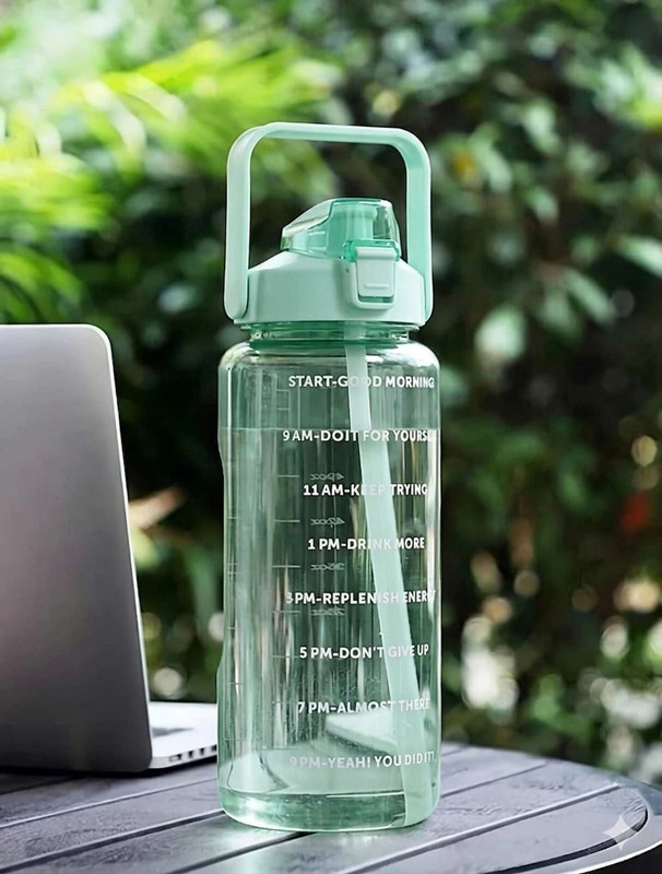 BELLERBIRD Motivational bottle 1000ML GREEN 1000 ml Plastic Bottle(Pack of 1, Green)